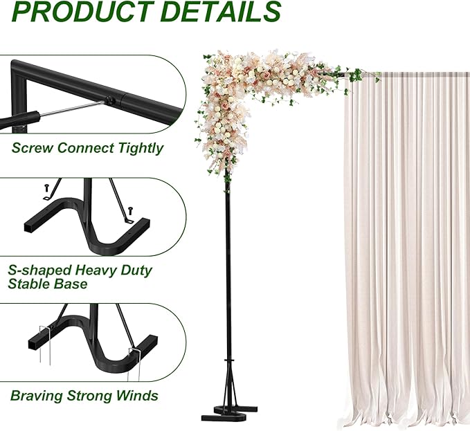 Backdrop Stand,10x7Ft Photo Backdrop Stand Photo Video Studio,Heavy Duty Square Backdrop Stand for Parties Wedding Photography Baby Shower Festival Decoration,Black
