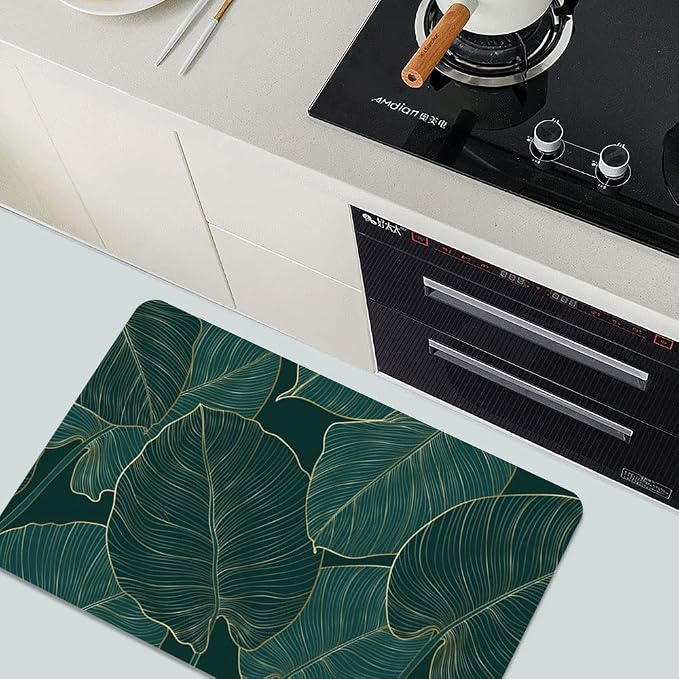 Diatomaceous Earth Bath Mat,The Leaves Non-Slip Volume Super Absorbent Fast Drying for Bathroom Kitchen Door mat,Eco-Friendly Easy to Clean 20×31Inch (50 * 80cm)