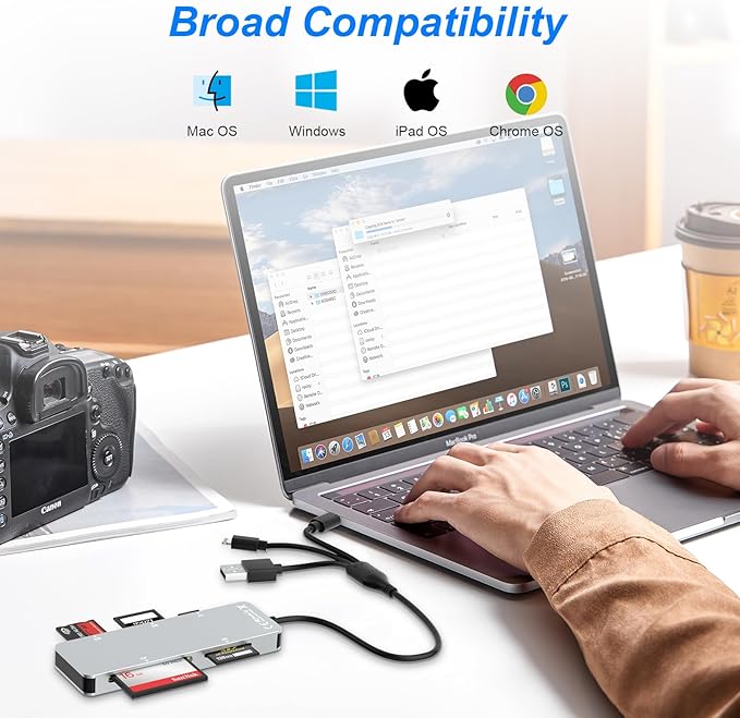 SD Card Reader Memory Stick pro Duo Adapter - 5 in 1 SD/TF/CF/MS/XD Card Reader for iPhone Supports Micro SD/SDHC/Compact Flash/XD Picture Cards, Lightning+USB A+USB C Memory Stick Pro Adapter