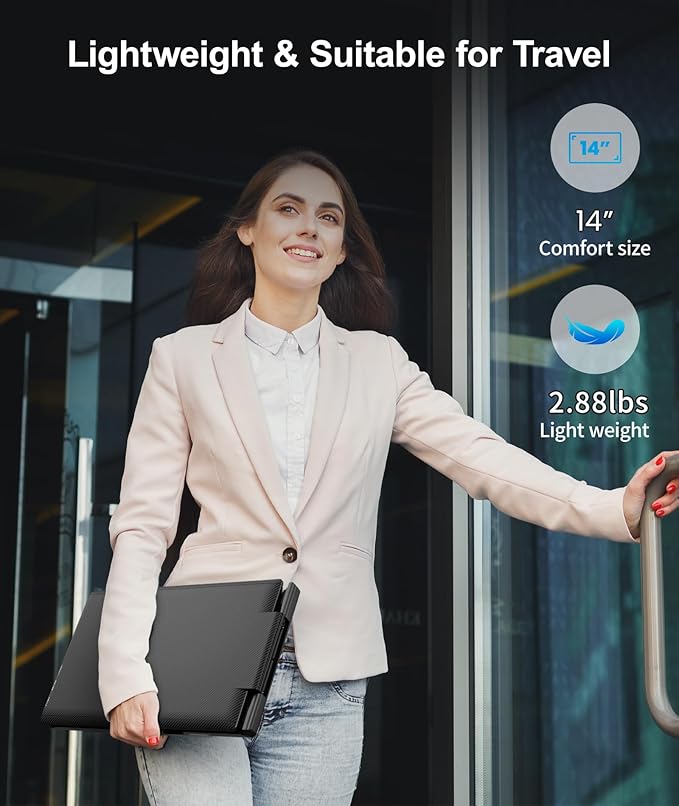 Cevaton Laptop Screen Extender, 14" FHD 1080P Portable Monitor for Laptop, Plug & Play Screen Extender, Auto Adjust Width Dual Monitor for 13" - 17" Laptops, Compatible for MacOS/Wins/Chrome/Dex