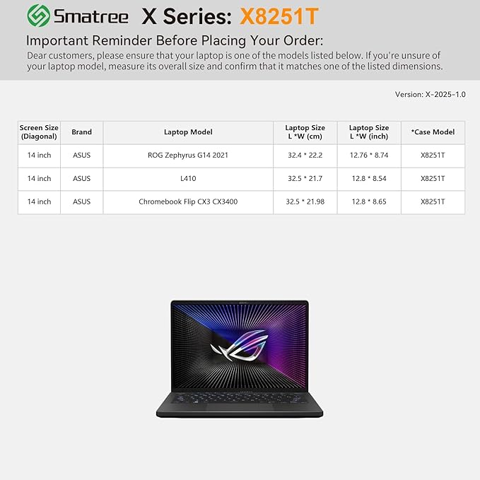 Smatree Hard EVA Protective Sleeve Case Compatible for 14 inch ASUS 2021 ROG Zephyrus G14 GA401QM-XS98Q-WH, Chromebook Flip CX3 CX3400, ASUS L410 Waterproof and Anti-Shock Bag, Green (X8251TG)