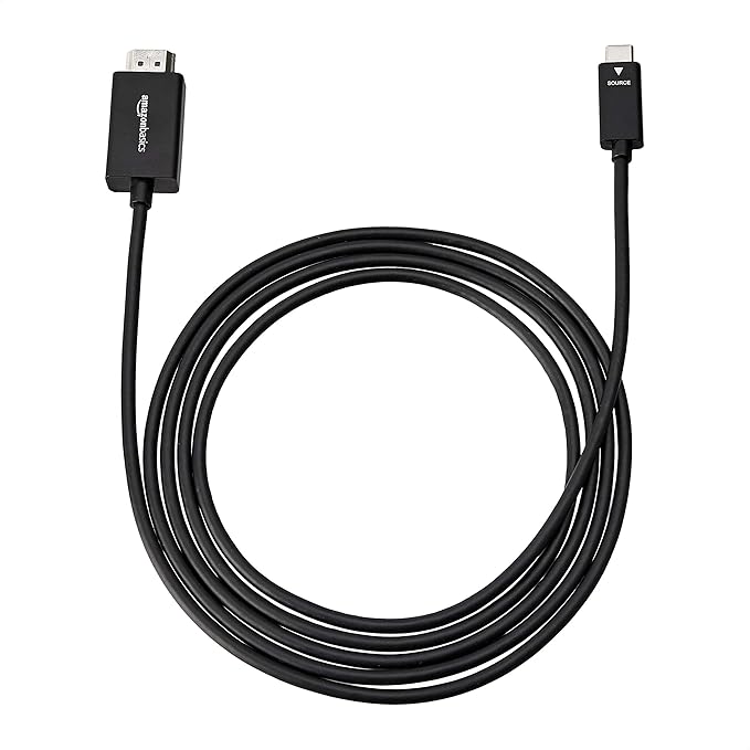 Amazon Basics Premium Aluminum USB-C to HDMI Cable Adapter, Thunderbolt 3 Compatible, 4K@60Hz, for Monitors, TVs, Tablets, 6-Foot, Black