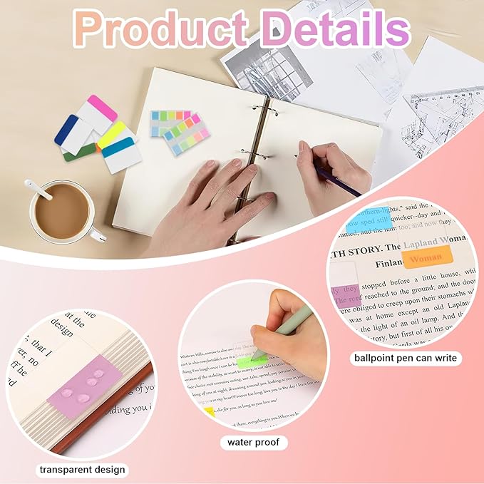MEMX Sticky Index Tabs, 500 Pcs Tabs 2 Inch, Writable and Repositionable File Tabs Flags Colored Page Markers Labels for Reading Notes, Books and Classify Files, 21 Sets 10 Colors