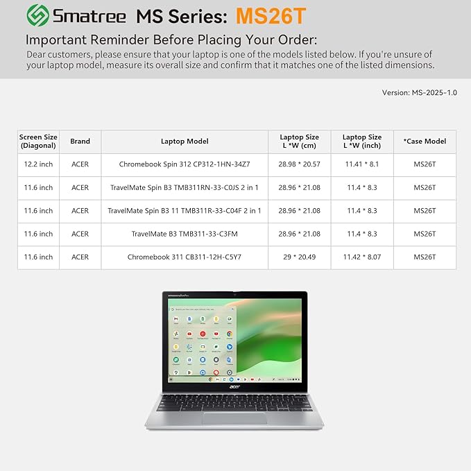 Smatree MS26T Hard EVA Protective Sleeve with Stand Compatible for 12.2 inch Acer Chromebook Spin 312,11.6 inch Chromebook 311,TravelMate B3 TMB311-33-C3FM,TravelMate Spin B3 11 TMB311RN-33 Bag