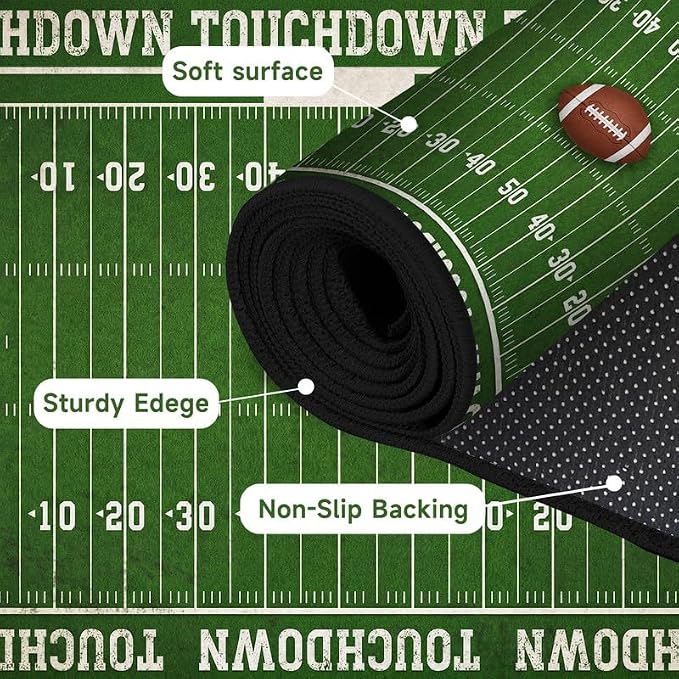 5'x7' Football Field Area Rug Sports Themed Carpet for Nursery Bedroom Playroom Classroom Living Room Home Decor Non Slip Washable Game Room Play Mat