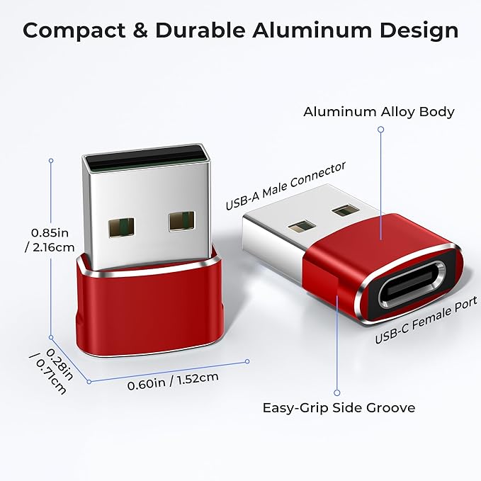 Basesailor USB to USB C Adapter 3 Pack,Type C Female to USB A Male Charger Cable Converter for Apple Watch Ultra iWatch Series 8 7 SE,AirPods Pro 2, 14 13 12 11 Plus Max,iPad 9 10 Air 4 5 Mini 6