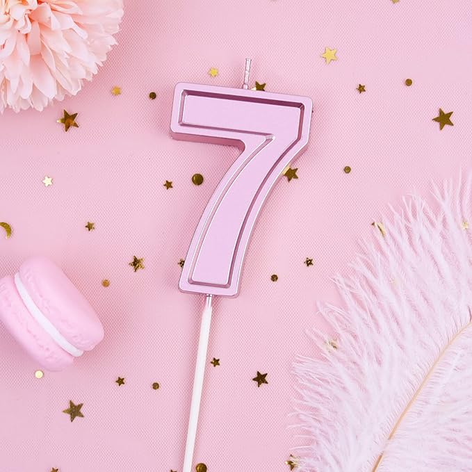 PHD CAKE 2.76 Inch Luxe Rose Gold 7 Number Birthday Candles, Rose Gold Number Candles, Cake Number Candles, Party Celebration