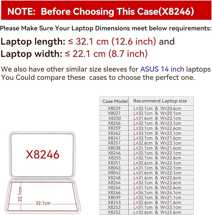 Smatree Hard EVA Protective Sleeve Case Compatible for 14 inch ASUS Vivobook Go 14 Flip (J1400), for ASUS Vivobook 14 Notebook Bag (X8246)