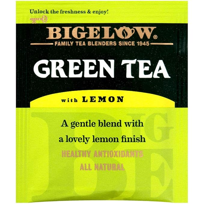 Bigelow Green Tea with Lemon Tea Bags 28-Count Box (Pack of 1) Green Tea Bags with Lemon Peel and Natural Flavors Rich in Antioxidants