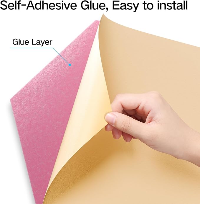 12 Pack Self-Adhesive Acoustic Panels 12" X 10" X 0.4" - Sound Proof Foam Panels with High Density, Stylish Hexagonal Design, Flame Resistant, Absorb Noise and Eliminate Echoes(Pink)