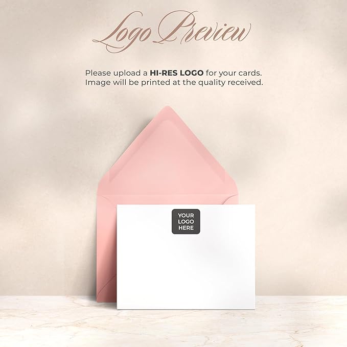 Curio Press Personalized Stationery for Women & Men - A2 Business Flat Thank You Cards with Custom Notecards, Personalized Note Cards with Envelopes and Name, Custom Stationery - Your Logo Flat