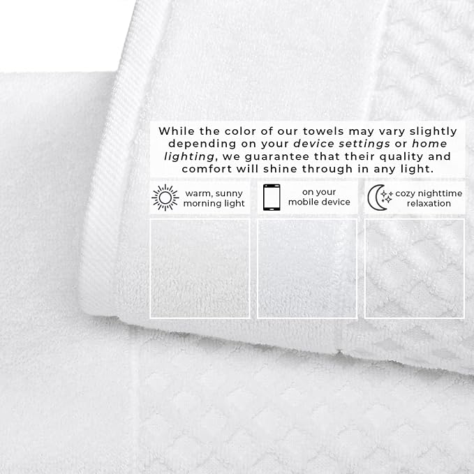 Great Bay Home Bath Towels - 100% Cotton 4 Pack 54x27 Bath Towel Set - Absorbent, Durable, Quick-Dry Towels for Bathroom (Optic White)