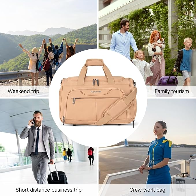 Hanke Carry On luggage Bags for Travel, Large Foldable Duffle Bag for Travel, Softside Lightweight Travel Bag Carry On Bags for Airplanes Women, Travel Tote Bags for Women Men.（Pink）