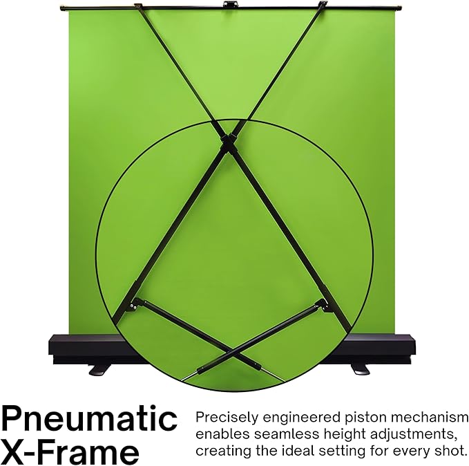 [Wide Version] Pixio Green Screen Extra Large Backdrop 78" L x 78" W - Free Standing, Portable, Collapsible, Auto-Locking Green Screen Background for Photoshoots, Filming, Streaming, TikTok, Zoom