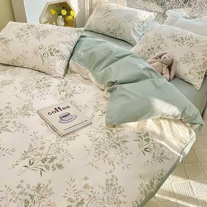 LifeTB Botanical Floral Comforter Set Twin XL, Chic Garden Floral Bedding Comforter with 2 Pillowcases, Soft Fluffy Girls Cottagecore Bedding Set, Breathable Comfy Vintage Botanical Comforter Set