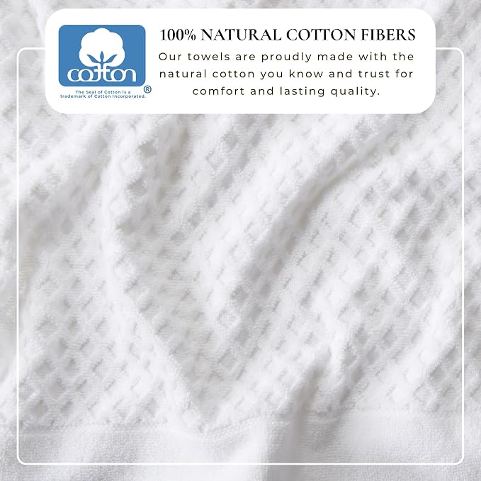 Great Bay Home Hand Towels - 100% Cotton 6 Pack 26x16 Hand Towel Set - Absorbent, Durable, Quick-Dry Towels for Bathroom (Optic White)