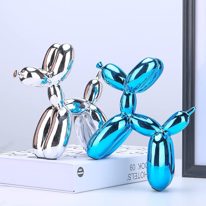Balloon Dog Sculpture Modern Home Decor Collectible Figurines Funky Statues for Bedroom Trendy Animal Decor for Coffee Table Living Room Decor Art Resin Decor Office Standing Desk Decor