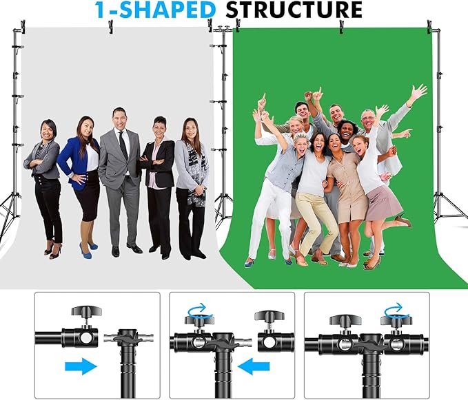 SLOW DOLPHIN Photo Video Studio 20ft (Wide) x 10ft (Tall) Heavy Duty Adjustable Width & Length Photography Backdrop Stand Background Support System Kit with Spring Clamps , Backdrop Clips, Carry Bag