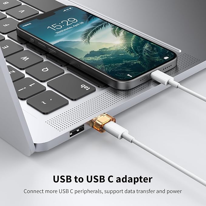USB to USB-C Adapter 10 Pack, Type C Female to USB Male Power Charger Converter, C to A Adapter Compatible for Apple Watch Series/SE/Ultra 2 iPhone 17/16/15 Plus Pro Max AirPods Pro（Orange）