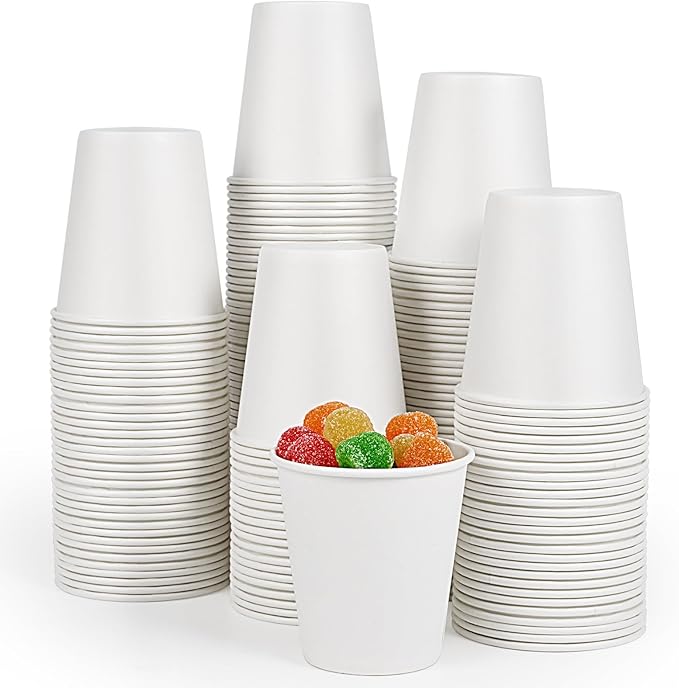 TV TOPVALUE 200 Pack 5 oz Paper Cups, Disposable Small Bathroom Mouthwash White Cups for Office, Parties, Travel, Picnics and Events