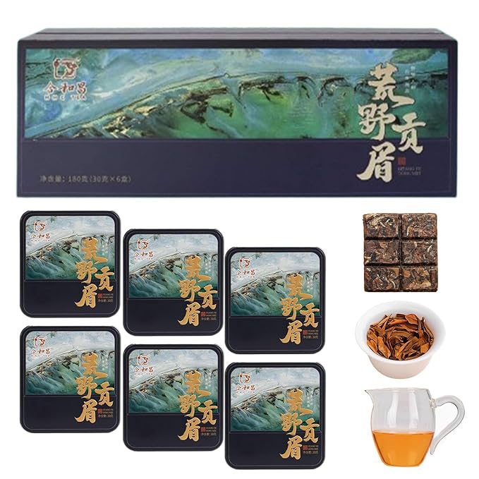 Organic White Tea Cake - White Organic Tea 6 Boxes Gift Set Cakes - 2023 Harvest Hand Picked, 6.34oz / 180g Chinese Fujian Ancient Gongmei Tree Premium Gifts for Home, Office,Camping Drinking