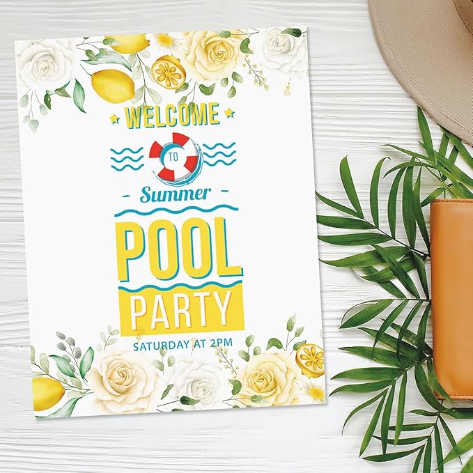 Current Lemon Floral Letter Paper - Spring Stationery Papers With Decorative Flowers and Lemon Border, Printable Holiday, Wedding & Bridal Shower, & Invitation Sheets, Set of 25, 8 1/2" x 11"
