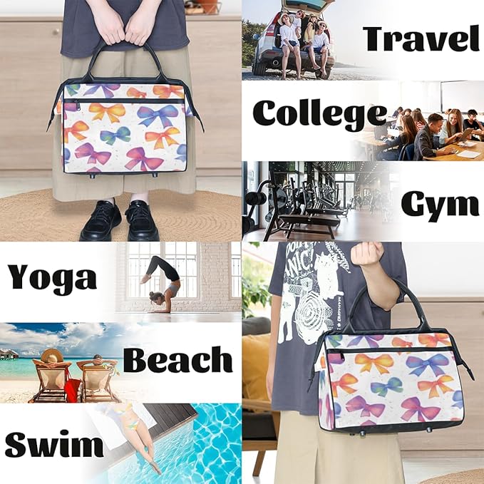 Colorful Bow Tie Overnight Weekender Bag for Women Men Travel Duffel Bags Waterproof Luggage Carry on Sports Yoga Gym Bag