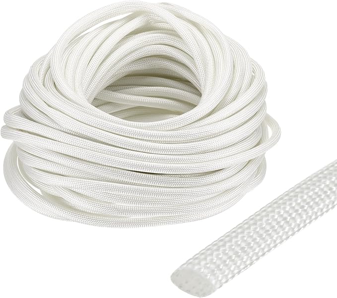 uxcell Insulation Cable Protector,4mm/0.16 Inch-15m/49 Feet High Temp Fiberglass Sleeve White