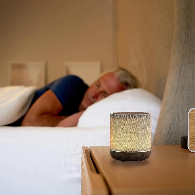 ZmarKraft Essential Oil Diffuser 7 fl oz 200ml with Fabric Cover and Night Lamp | Ultrasonic Aroma Diffuser | Humidifier w Lights | Room Decor | Small Humidifier for Bedroom | Gift (Dark Brown)