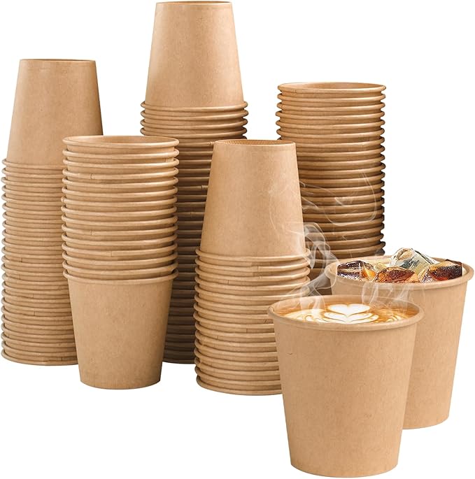 Lamosi 100 Count 3 oz Kraft Paper Cups, Disposable Paper Coffee Cups, 3 Ounce Drinking Cups, Water Cups for Party Picnic Cafe & Bar Use