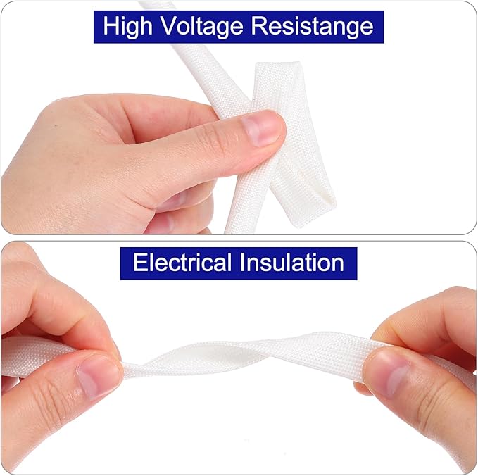 MECCANIXITY 5Pcs Wire Insulation Braid Fire Sleeve,3.28Ft-4mm ID White, High Temp Silicone Coated Fiberglass Sleeving for Automotive Hose Lines Electrical Wiring