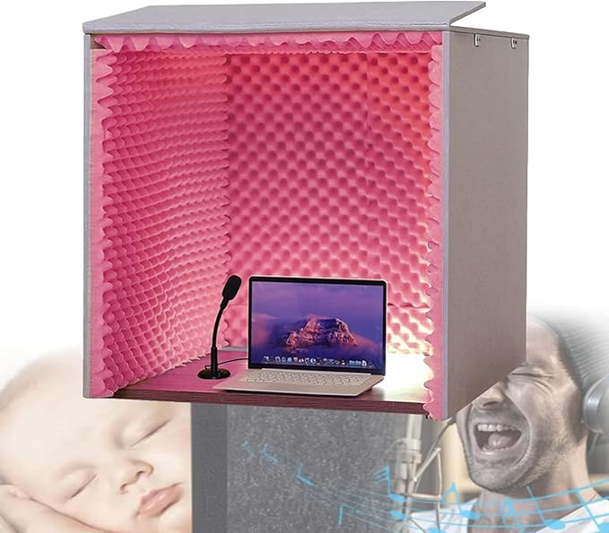 Sound Proof Foam Panels, Sound Proof Foam, Sound Proof Booth, Desktop Soundproof Cover,self Made Sound Recording Studio,Vocal Sound Absorbing Shield,for Studio Desk,Recording Booth,Red