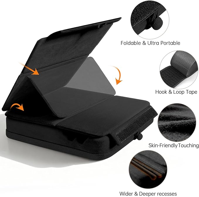 TpeeTeek Tablet Pillow Stand with Storage, Foldable iPad Holder for Lep, Bed, Sofa, and Desk - Soft Pad Dock with Pocket and Stylus Mount Compatible with 4-13" iPad Pro/Air/Mini, Galaxy Tab, Kindle