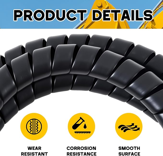 Innconee 1 Pcs Spiral Wrap Cable Protector, Safe 1" Od x 20' Pre Cut Lengths Hydraulic Hose Protector Wrap to Avoid Wear and Extend Life for Hydraulic Pneumatic Hoses(Black)
