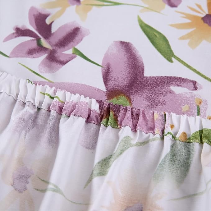 RYNGHIPY Cotton Floral Bed Sheet Set King Size Botanical Flowers Print Bedding Shabby Garden Floral Bed Sheets
