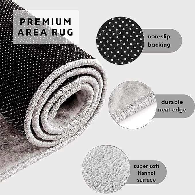 Modern Abstract Area Rugs, Black Gray White Geometry Carpet, Washable Non Slip Low Pile Soft Rug for Living Room Bedroom Decor Mat 6x8ft