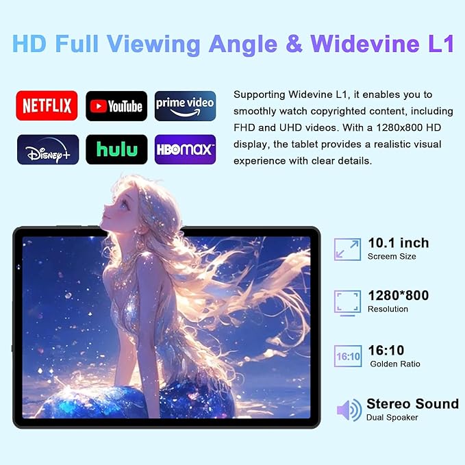 2025 Tablet, 10 Inch Android Tablet 20GB RAM+128GB ROM+1TB Expand, Octa-Core Android 14 Tablets with Keyboard, Mouse, HD IPS Touchscreen, 6000mAh, BT 5.0, WiFi 6, Widevine L1, Split Screen -Blue