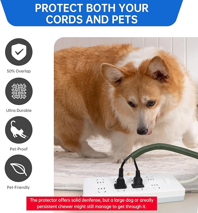 YOUBO Split Braided Cable Sleeve，Flexible Wire Loom Tubing, Automotive Cord Protector Pet Proof, Cable Management for Computer TV Electric Wires Harness 16ft (Dark Green, 19mm（3/4")