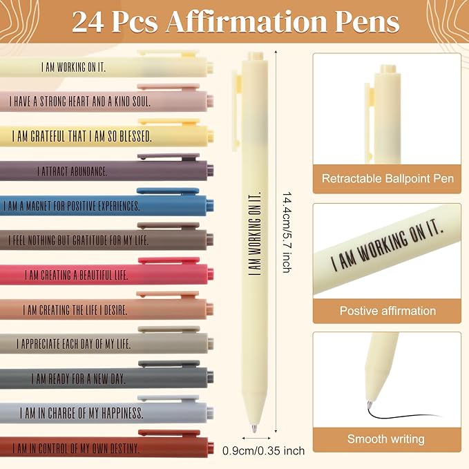 Kosiz 48 Pcs/24 Set Positive Affirmation Gifts Gratitude Spiral Notebooks with Pens Motivational Encouragement Notepads Daily Affirmations Journal for Women Valentine Galentine Gifts (Rainbow)