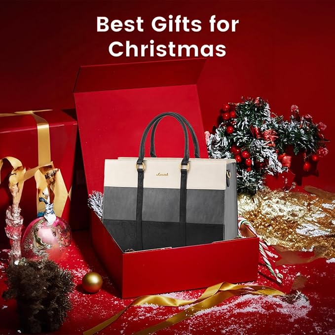 LOVEVOOK Laptop Bag for Women, 15.6 Inch Laptop Tote Bag, Vintage Leather Work Bags for Women, Waterproof Computer bag with Clutch Purse, Large Capacity Briefcase, Business Office Bag