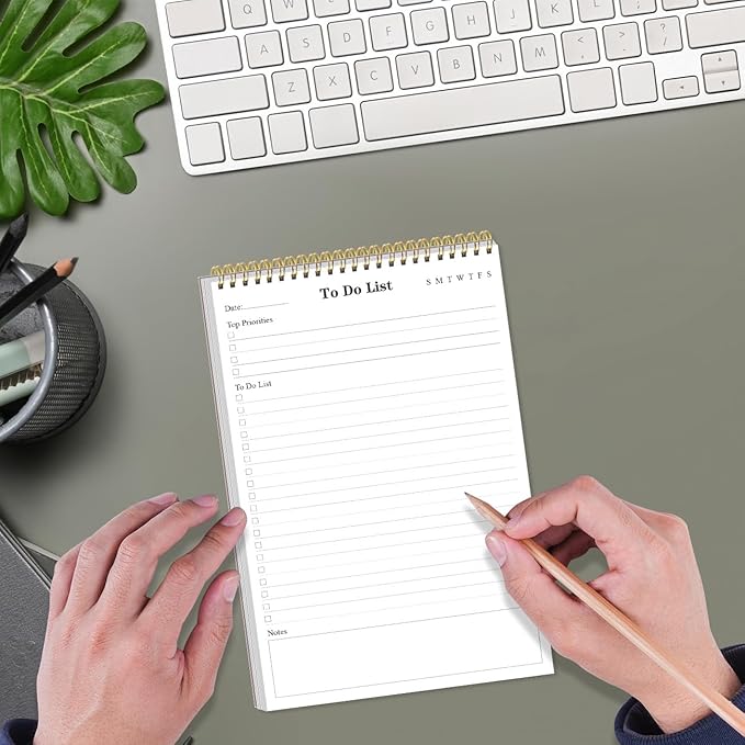 Yaridar (5-Pack) To Do List Notepad - A5 Undated Daily Planner, 250 Sheets/500 Pages To Do List Notebook for Work, Spiral Waterproof Notepad for Office Supplies, School Planner, 5.8" x 8.3"