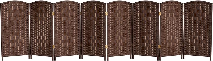 Red Lantern 3 ft. Short Diamond Weave Fiber Folding Screen - Dark Mocha - 8 Panel
