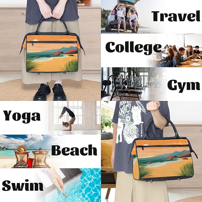 Summer Coastal Sea Waves Overnight Weekender Bag for Women Men Travel Duffel Bags Waterproof Luggage Carry on Sports Yoga Gym Bag