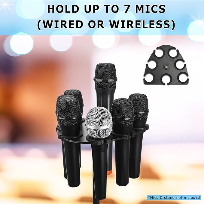 Joyvio Multi Mic Holder for Wired and Wireless Mics, Organizes Up to 7 Mics, Aluminum, Black