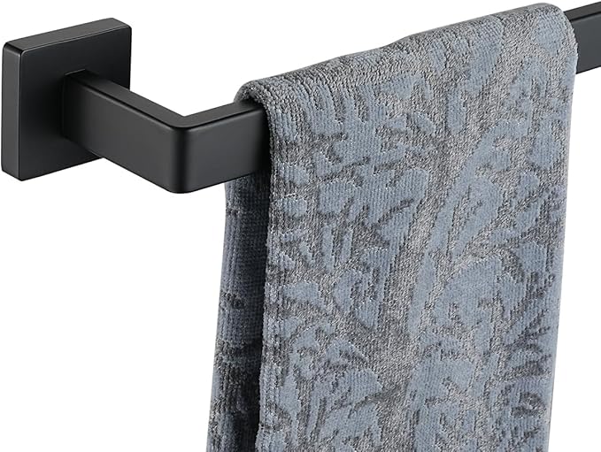 JQK Black Towel Bar, Rounded Edges 26.41 Inch Towel Rack, 304 Stainless Steel Bathroom Wall Mount, Useable Length 24 Inch, TB250L24-PB