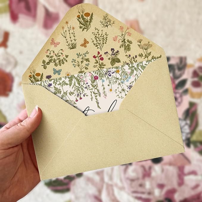 Artoid Mode 24 Pack Leaves Wildflower Thank You Cards Flower Greeting Cards Gift With Envelope Sticker Blank Note Cards for Birthday Wedding Baby Shower Bridal Shower, 4 x 6 Inch