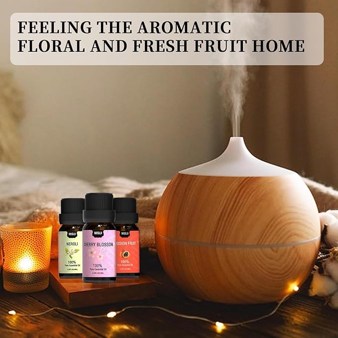 MISIJI Essential Oils Set-Essential Oils for Diffuser for Home,Diffuser Oils Scents for Aromatherapy,Laundry,Candle&Soap Making,Humidifiers 6 X 10ML