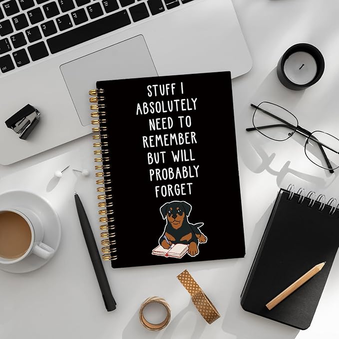 LIANGW Funny Rottweiler Gifts Spiral Notebook Journal, Pet Dog Mom Lovers Owner Gifts Journal for Writing, Rottweiler Gift for Women, Dog School Office Stuff Supplies, 5.5x8.3 Inch