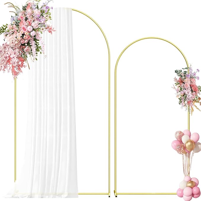 Metal Arch Backdrop Stand, 7.2FT+6FT Wedding Arch Backdrop Stand, Set of 2 Gold Backdrop Arch Stand, Wedding Arch Frame for Wedding Ceremony Birthday Party Baby Shower Graduation Ceremony Decoration