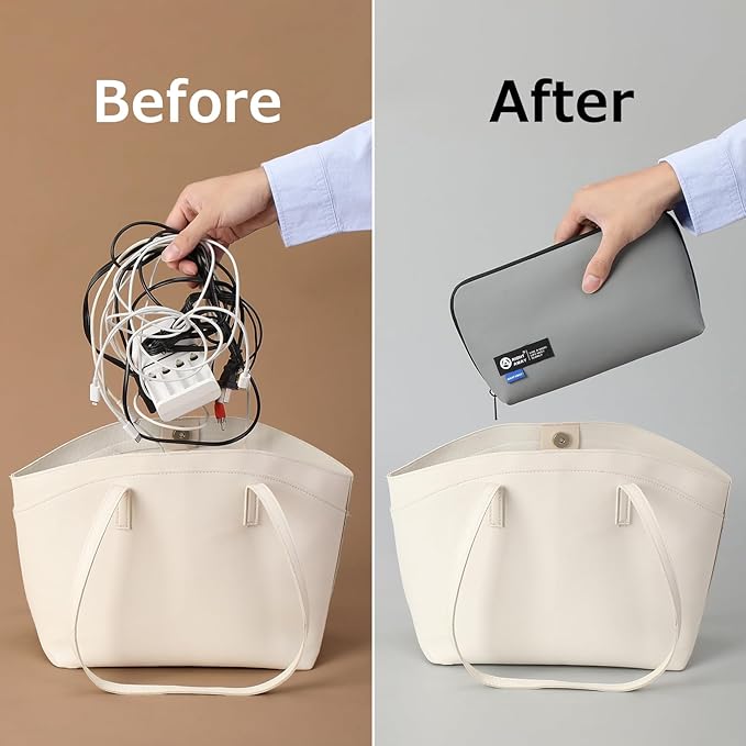 RIGHT AWAY Travel Tech Pouch，Waterproof Cord Case，Electronics Organizer Travel Case，Cable Organizer Storage Bag For Phone, Charger, Accessories(GRAY)